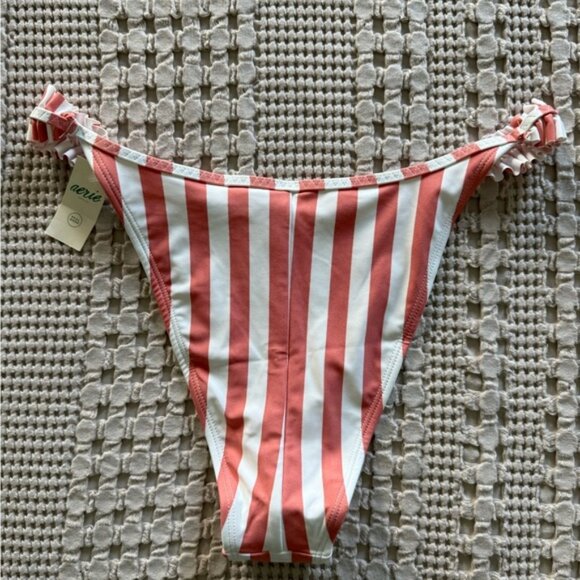 Aerie Coral and White Ruffle Bikini Bottom - Picture 1 of 7